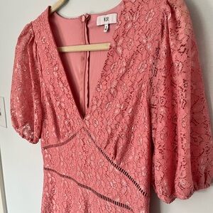 NSR pink lace midi dress size Small